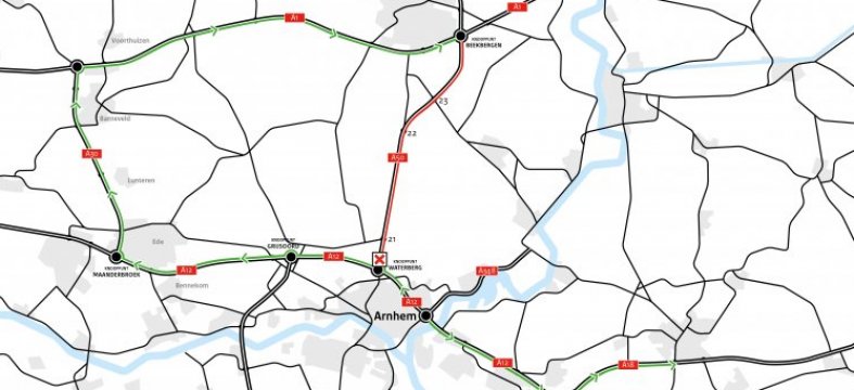 A50 richting Apeldoorn dicht wegens groot onderhoud van 5 tot 22 augustus