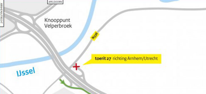 Toerit 27 richting Arnhem bij Westervoort tijdelijk afgesloten